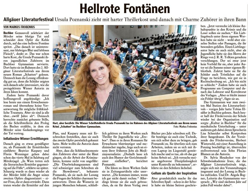 Allgäuer Literaturfestival - Hellrote Fontänen